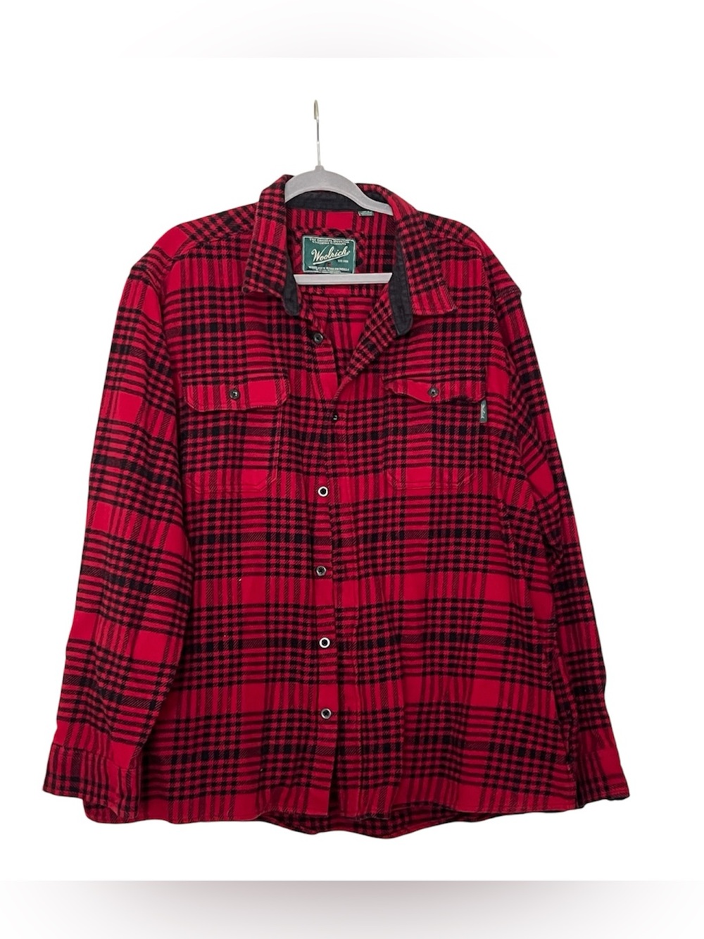 VTG Woolrich Men’s 3XL Red Flannel Long Sleeve Barn Button Down Jacket Shacket